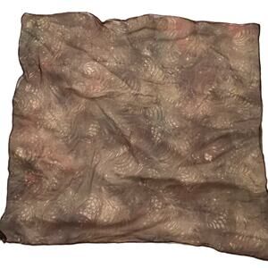 Vintage BURMEL Silk Scarf Beige Sheer Marbleized Chiffon 25" Authentic Rare